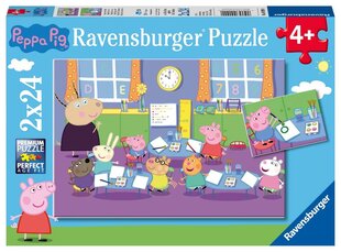 Puzle Ravensburger Peppa Pig (Cūciņa Pepa) 2x24 d. цена и информация | Пазлы | 220.lv