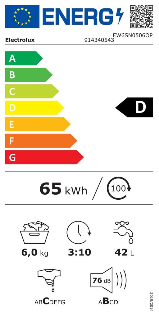 Electrolux EW6SN0506OP цена и информация | Veļas mašīnas | 220.lv