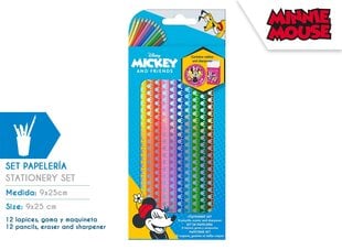 Minnie Mouse zīmuļu krītiņu komplekts 12 krāsas cena un informācija | Modelēšanas un zīmēšanas piederumi | 220.lv