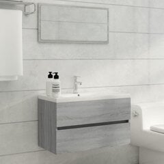vidaXL 2-daļīgs vannasistabas mēbeļu komplekts, pelēka ozolkoka krāsa цена и информация | Комплекты в ванную | 220.lv