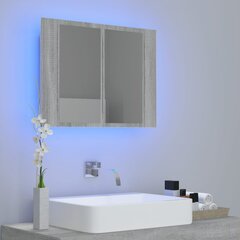 vidaXL vannasistabas spoguļskapītis, LED, pelēks, Sonoma, 60x12x45 cm цена и информация | Шкафчики для ванной | 220.lv