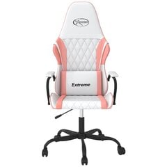 vidaXL masāžas datorspēļu krēsls, balta un rozā mākslīgā āda цена и информация | Офисные кресла | 220.lv