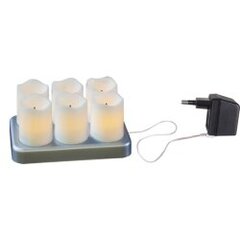 LED tējas sveces uz baterijām baltas 6gab. 0,6W 15x7,5cm Chargeme 062-19 цена и информация | Подсвечники, свечи | 220.lv