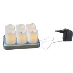 LED tējas sveces uz baterijām baltas 6gab. 0,6W 15x7,5cm Chargeme 062-19 cena un informācija | Sveces un svečturi | 220.lv