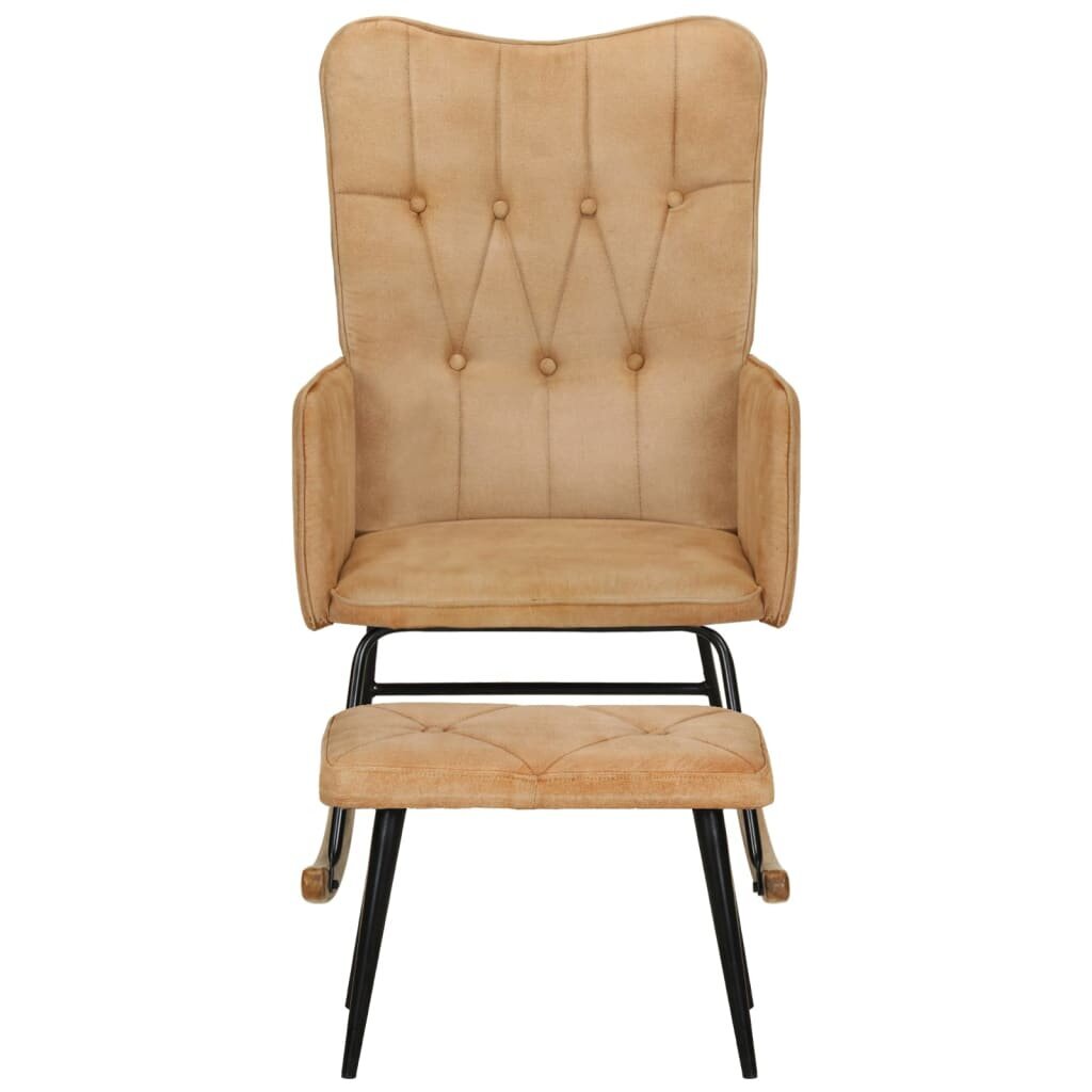 vidaXL šūpuļkrēsls ar kājsoliņu, krēmkrāsas vintāžas audums cena un informācija | Atpūtas krēsli | 220.lv