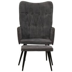 vidaXL atzveltnes krēsls ar kāju balstu, melns vintāžas audums cena un informācija | Atpūtas krēsli | 220.lv