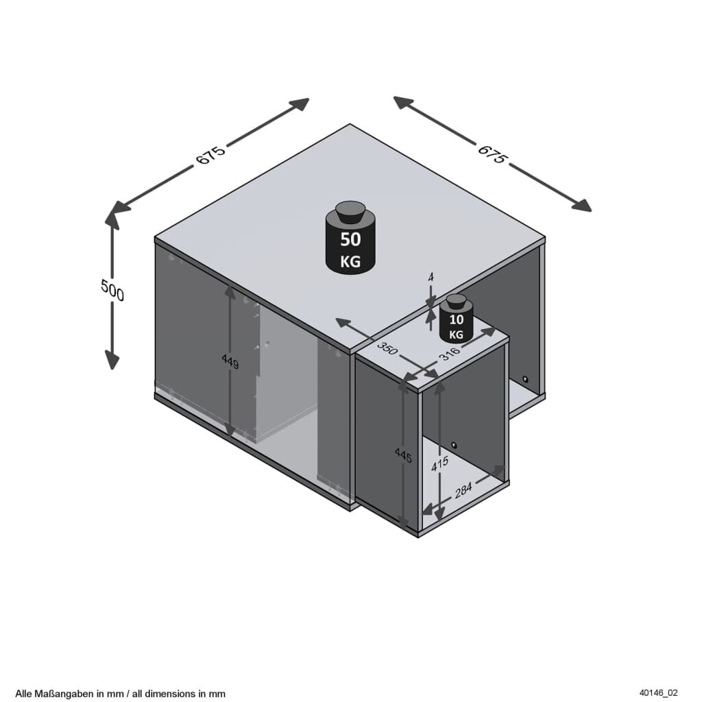 FMD kafijas galdiņš ar 2 galdiņiem, 67,5x67,5x50 cm, balta un betona cena un informācija | Žurnālgaldiņi | 220.lv