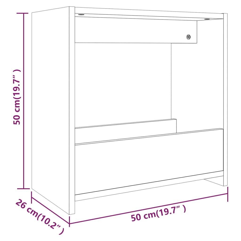 vidaXL galdiņš, ozolkoka krāsa, 50x26x50 cm, inženierijas koks cena un informācija | Žurnālgaldiņi | 220.lv