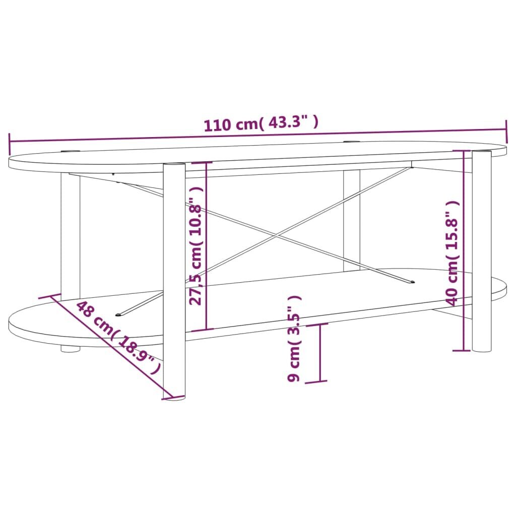 vidaXL kafijas galdiņš, balts, 100x48x40 cm, inženierijas koks cena un informācija | Žurnālgaldiņi | 220.lv