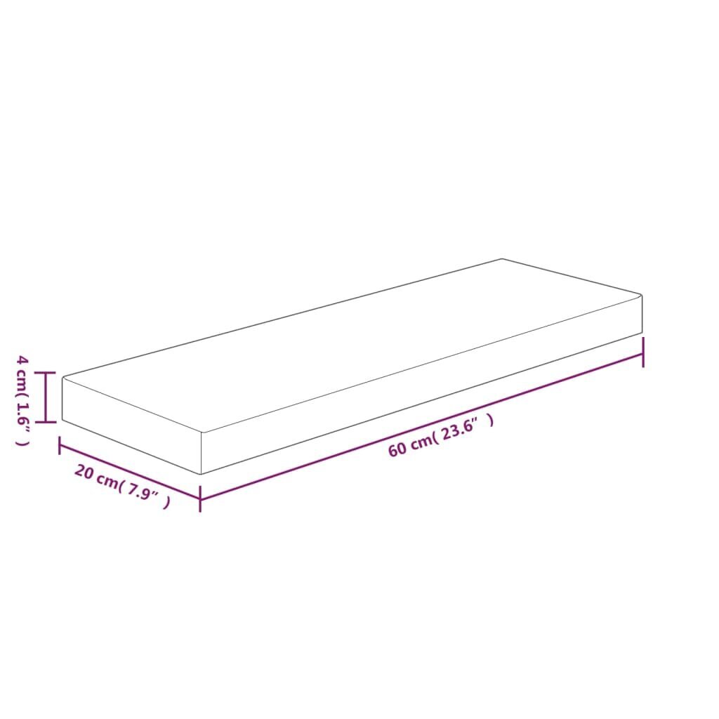 vidaXL plaukta dēlis, 60x20x4 cm, neapstrādāts ozola masīvkoks cena un informācija | Plaukti | 220.lv