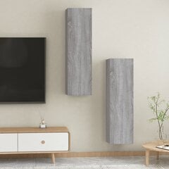 vidaXL sienas TV skapīši, 2 gab., pelēcīga ozolkoka, 30,5x30x110 cm cena un informācija | TV galdiņi | 220.lv