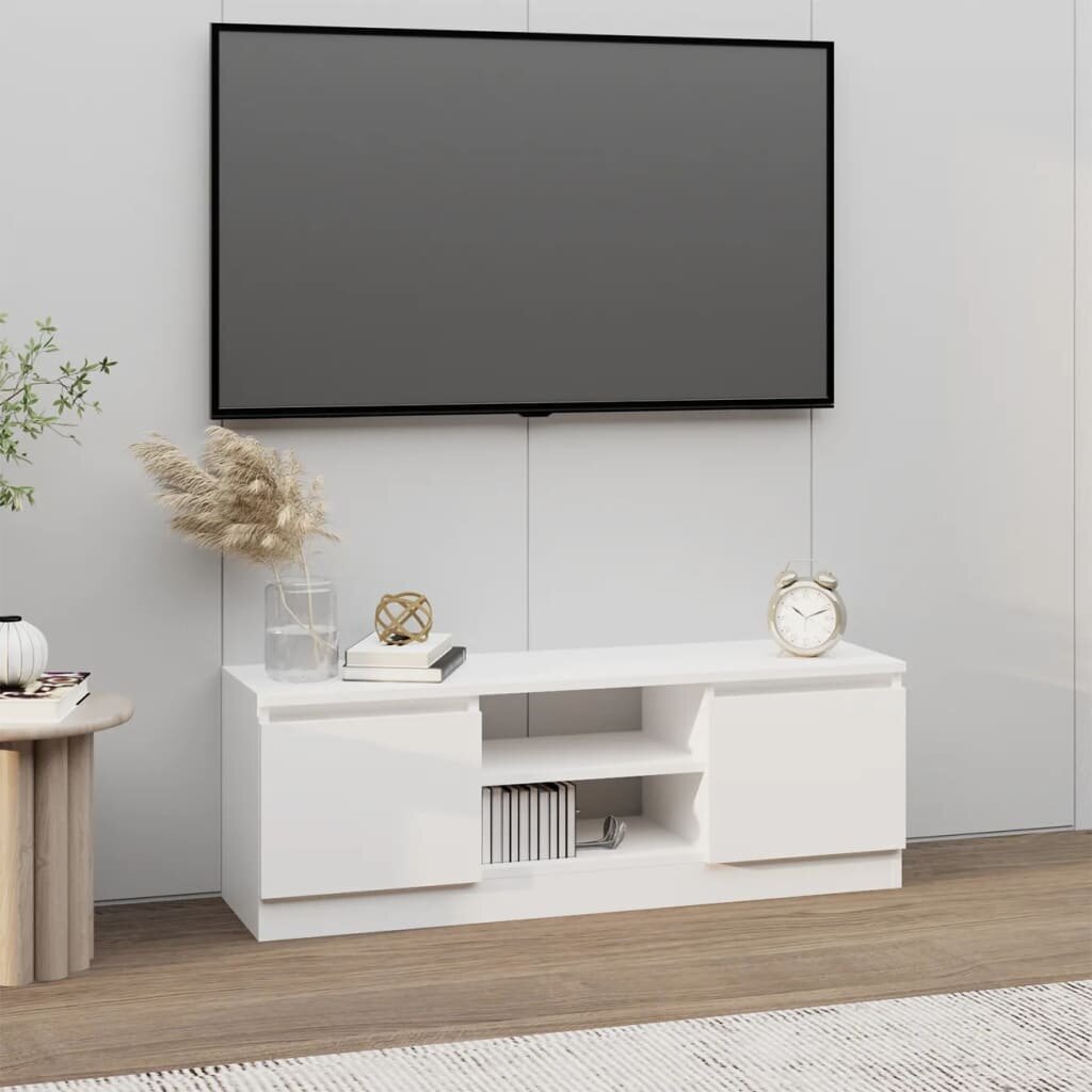 TV skapis ar durvīm, balts, 102x30x36cm цена и информация | TV galdiņi | 220.lv