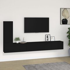 vidaXL 3-daļīgs TV skapīšu komplekts, melns, inženierijas koks cena un informācija | TV galdiņi | 220.lv