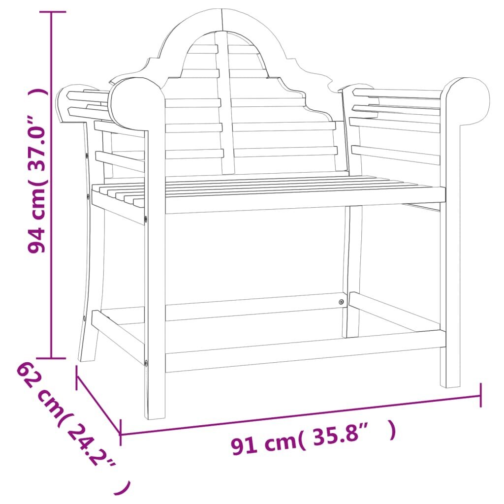 vidaXL dārza krēsli, 2 gab., 91x62x94 cm, masīvs tīkkoks cena un informācija | Dārza krēsli | 220.lv