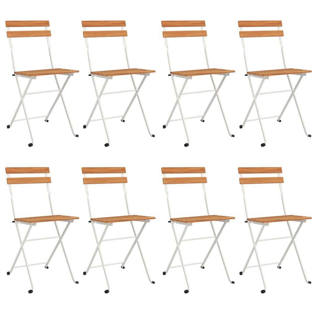 vidaXL saliekami bistro krēsli, 8 gab., akācijas masīvkoks un tērauds цена и информация | Dārza krēsli | 220.lv