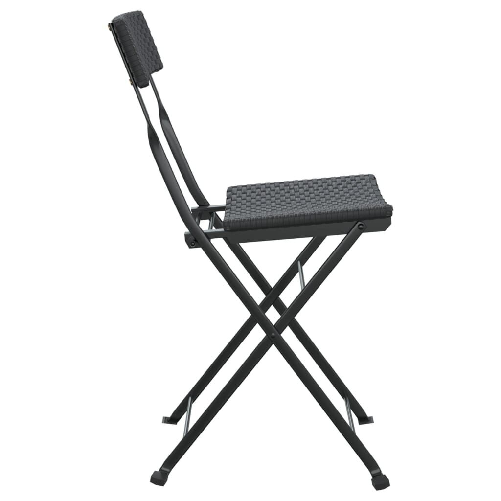 vidaXL saliekami bistro krēsli, 8 gab., melni, PE rotangpalma, tērauds цена и информация | Dārza krēsli | 220.lv