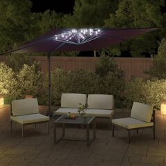 vidaXL LED dārza saulessargs, 400x300 cm, bordo sarkans цена и информация | Зонты, маркизы, стойки | 220.lv