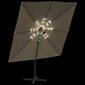 vidaXL LED dārza saulessargs, 400x300 cm, pelēkbrūns cena un informācija | Saulessargi, markīzes un statīvi | 220.lv