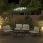 vidaXL LED dārza saulessargs, 400x300 cm, zaļš cena un informācija | Saulessargi, markīzes un statīvi | 220.lv