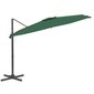 vidaXL LED dārza saulessargs, 400x300 cm, zaļš cena un informācija | Saulessargi, markīzes un statīvi | 220.lv