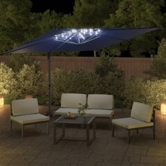 vidaXL LED dārza saulessargs, 400x300 cm, debeszils цена и информация | Зонты, маркизы, стойки | 220.lv