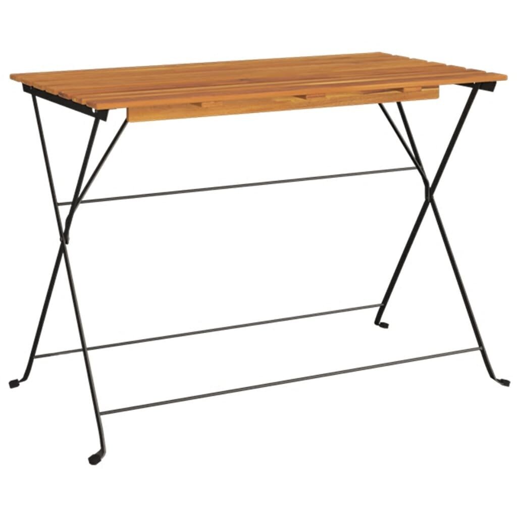 vidaXL saliekams bistro galds, 100x54x71 cm, akācijas koks, tērauds cena un informācija | Dārza galdi | 220.lv