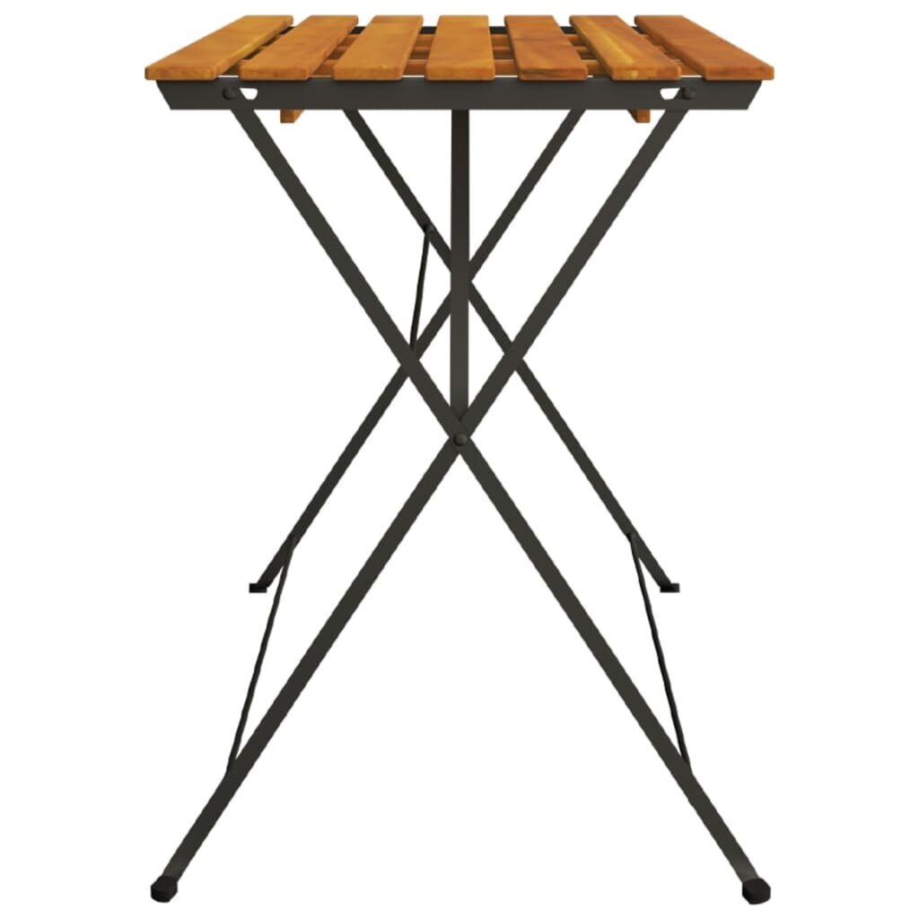 vidaXL saliekams bistro galds, 100x54x71 cm, akācijas koks, tērauds cena un informācija | Dārza galdi | 220.lv