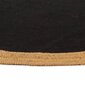 vidaXL pīts paklājs, melns, dabīga apmale, 90 cm, džuta, kokvilna цена и информация | Paklāji | 220.lv