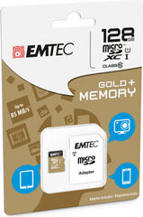 Emtec Mikro SD Atmiņas karte ar Adapteri EMTEC ECMSDM128GXC10GP cena un informācija | Atmiņas kartes mobilajiem telefoniem | 220.lv