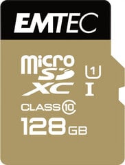 Emtec Micro SD Memory Card with Adaptor EMTEC ECMSDM128GXC10GP цена и информация | Карты памяти для мобильных телефонов | 220.lv