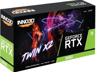 Inno3D GeForce RTX 3060 8GB Twin X2 (N30602-08D6X-11902130) цена и информация | Видеокарты (GPU) | 220.lv