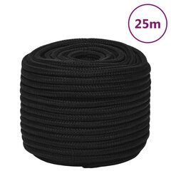 vidaXL darba virve, melna, 12 mm, 25 m, poliesters cena un informācija | Dārza instrumenti | 220.lv