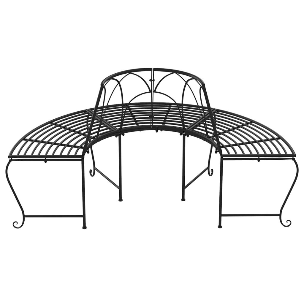 vidaXL sols, uzstādāms ap koku, pusapaļš, 2gab., Ø159cm, melns tērauds cena un informācija | Dārza soli | 220.lv