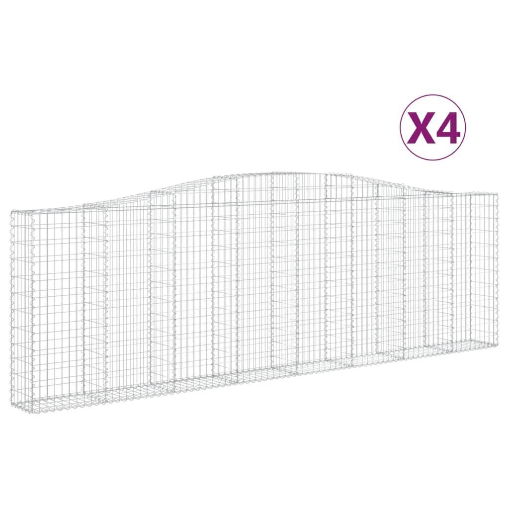 vidaXL arkveida gabiona grozi, 4 gb., 400x30x120/140cm, cinkota dzelzs cena un informācija | Balkona kastes | 220.lv