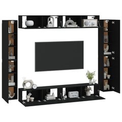 vidaXL 8-daļīgs TV skapīšu komplekts, inženierijas koks, melns cena un informācija | TV galdiņi | 220.lv