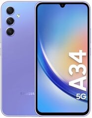 Samsung Galaxy A34 5G Dual SIM 8/256GB Light Violet SM-A346BLVEEUB cena un informācija | Mobilie telefoni | 220.lv