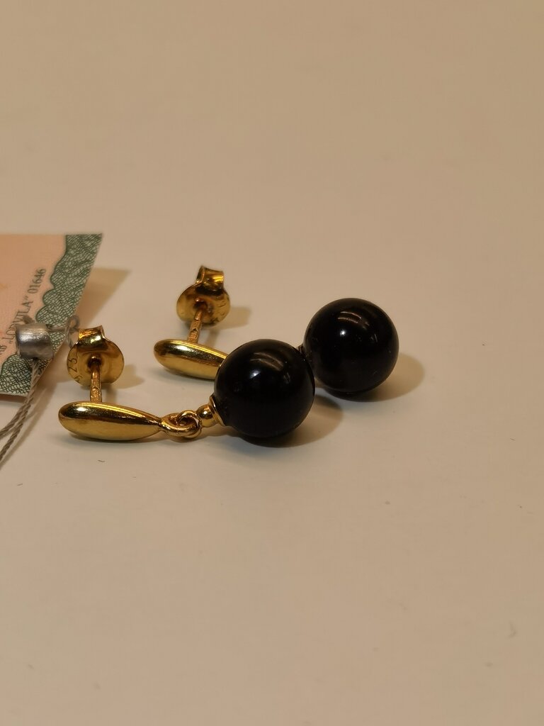 Melni dzintara (ļoti tumši ķiršu) auskari ar sudrabu 925 (apzeltīts) cena un informācija | Auskari | 220.lv