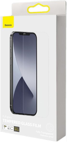 Baseus pilnekrāna rūdīts stikls iPhone 12 Pro Max (2 gab.) cena un informācija | Ekrāna aizsargstikli | 220.lv