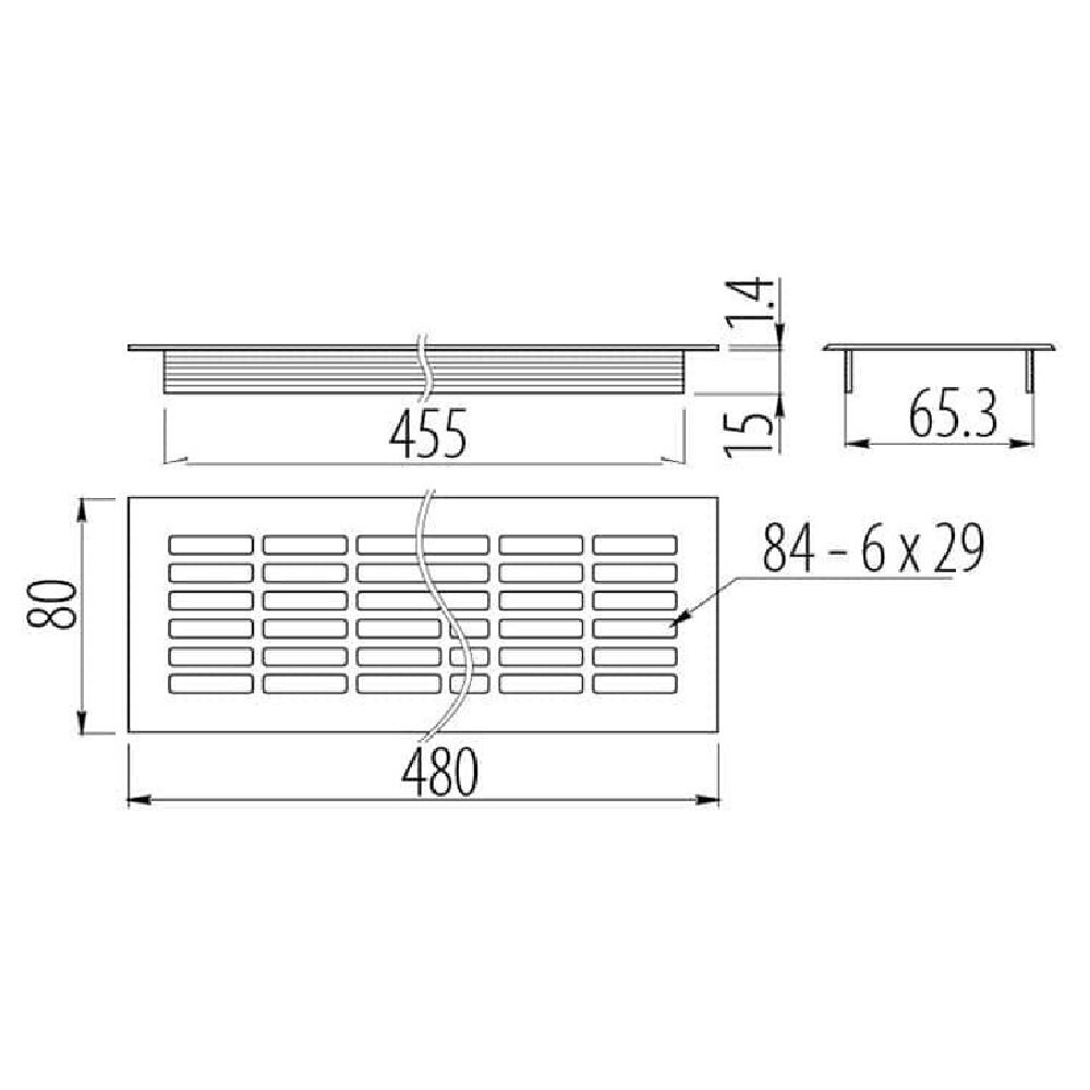 GTV ventilācijas reste, 480 x 80 mm, melna цена и информация | Citi piederumi mēbelēm | 220.lv