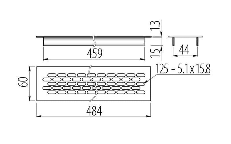 GTV ventilācijas režģis, 480 x 60 mm, melns цена и информация | Citi piederumi mēbelēm | 220.lv