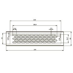 GTV ventilācijas režģis, 245 x 60 mm, melns cena un informācija | Citi piederumi mēbelēm | 220.lv