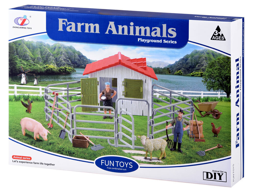 Fermas komplekts ar dzīvniekiem un lauksaimnieku cena un informācija | Rotaļlietas zēniem | 220.lv
