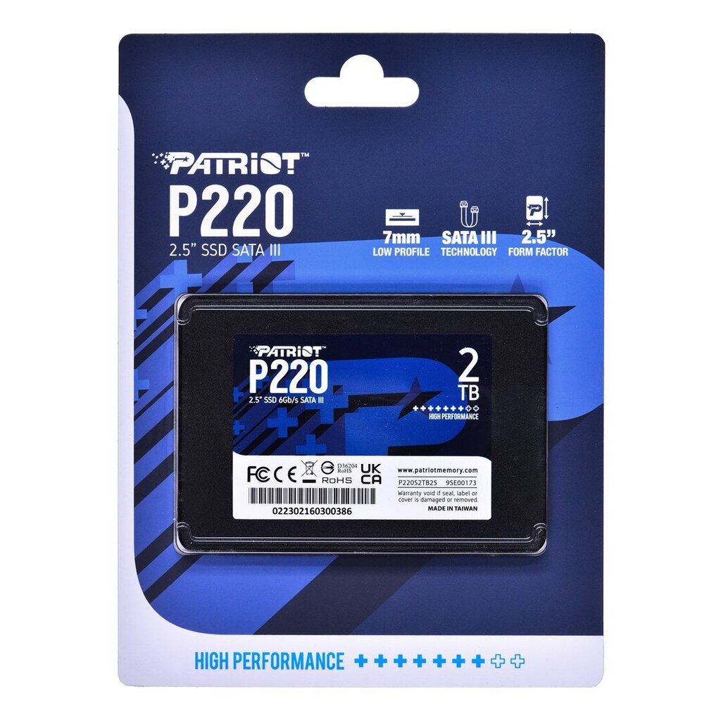 Patriot P220, 2TB (P220S2TB25) cena un informācija | Iekšējie cietie diski (HDD, SSD, Hybrid) | 220.lv