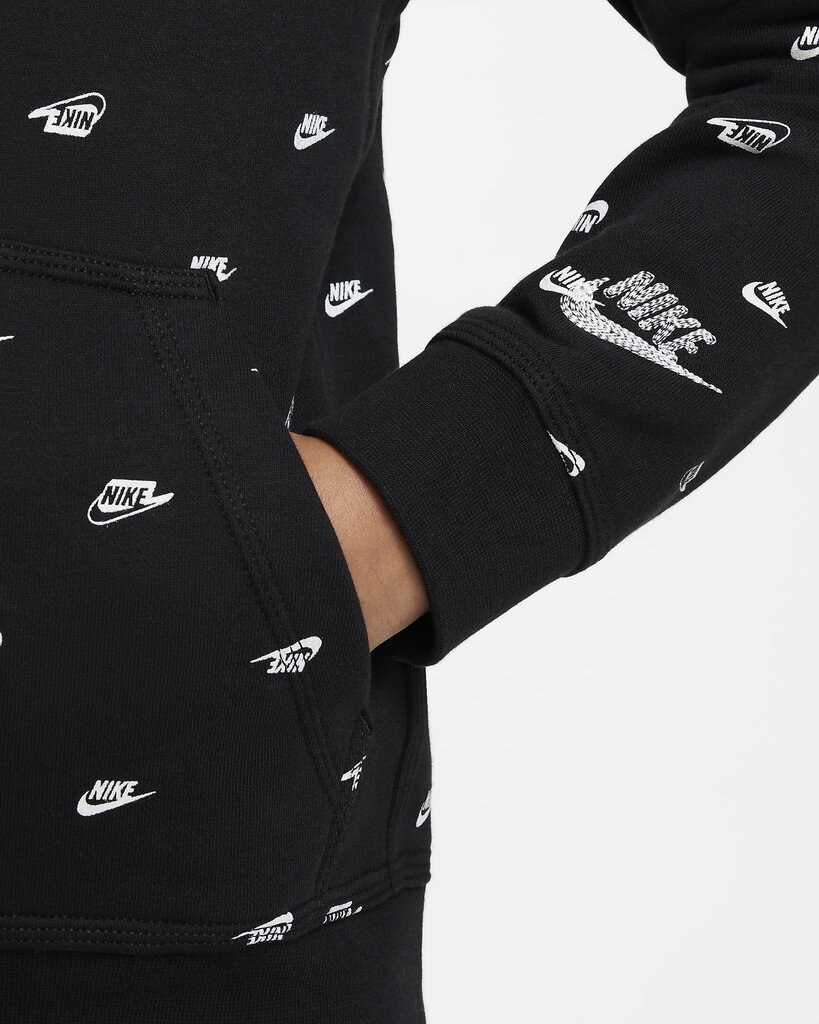 Nike bērnu sporta krekls DQ9110*010, melns/balts cena un informācija | Zēnu jakas, džemperi, žaketes, vestes | 220.lv