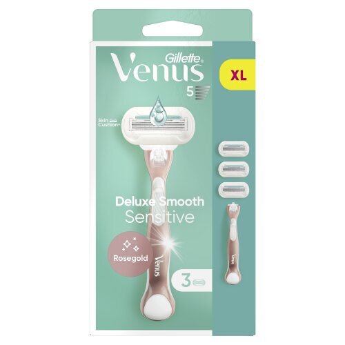 Gillette Venus Sensitive Rose Gold skuveklis sievietēm + rezerves asmeņi 3 gab. цена и информация | Skūšanās piederumi, kosmētika | 220.lv