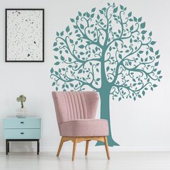 Tirkīza vinila sienas uzlīme liela koka botāniskais interjera dekors - 160 x 120 cm cena un informācija | Dekoratīvās uzlīmes | 220.lv