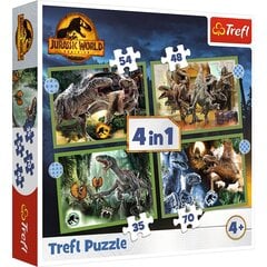 Набор из 4-х пазлов с динозаврами Trefl Jurassic Park, 207 д. цена и информация | Пазлы | 220.lv