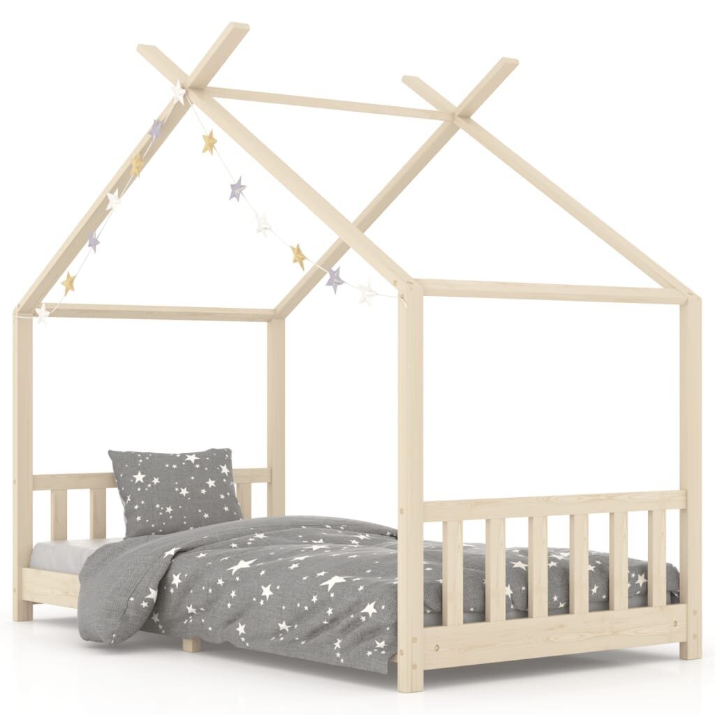 vidaXL bērnu gultas rāmis, 90x200 cm, priedes masīvkoks cena un informācija | Bērnu gultas | 220.lv