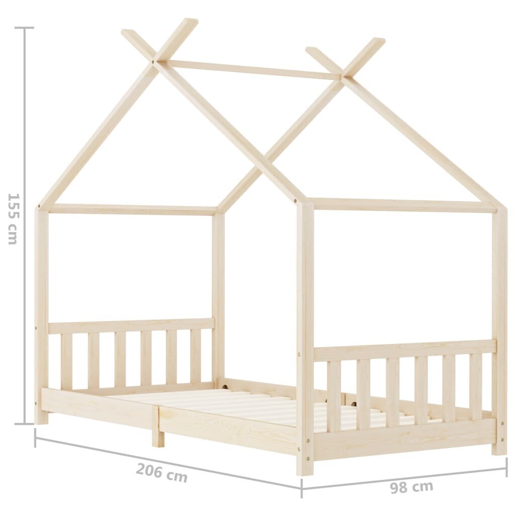 vidaXL bērnu gultas rāmis, 90x200 cm, priedes masīvkoks цена и информация | Bērnu gultas | 220.lv