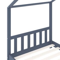vidaXL bērnu gultas rāmis, pelēks, 90x200 cm, priedes masīvkoks цена и информация | Детские кровати | 220.lv